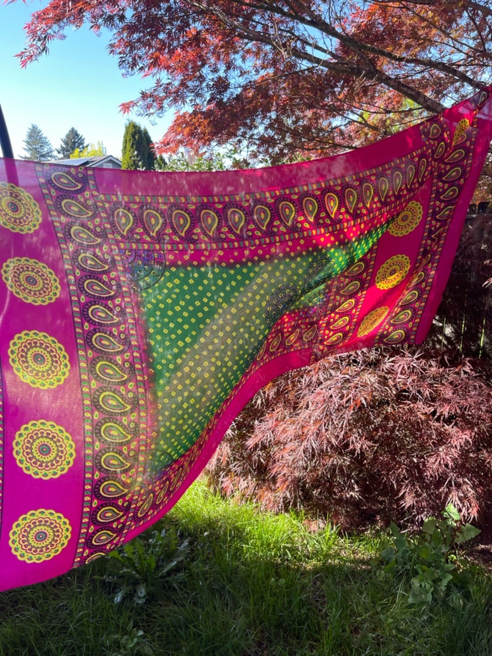 3/$30 Green and Pink Paisley Boho Scarf